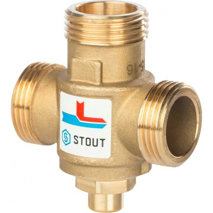 Клапан термостатический смесительный G 1”1/2M-G 1”1/2F-G 1”M, 60°С Stout