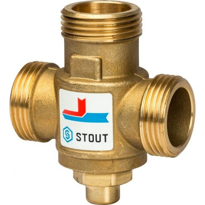 Клапан термостатический смесительный G 1"1/2M-G 1”1/2F-G 1"M, 70°С Stout
