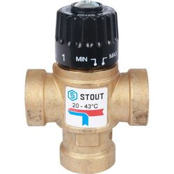 Клапан термостатический смесительный ВР 3/4", 20-43°С, KV 1.6 м3/ч Stout