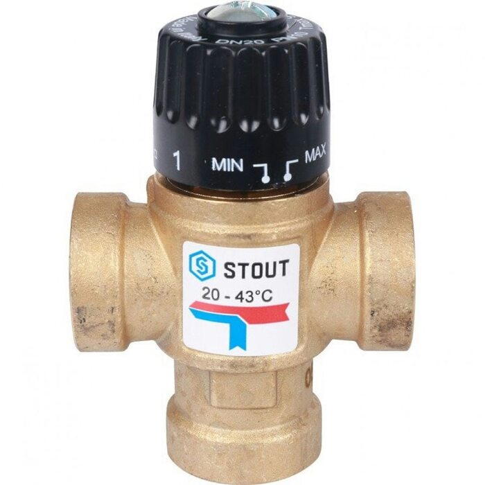Клапан термостатический смесительный ВР 3/4", 20-43°С, KV 1.6 м3/ч Stout