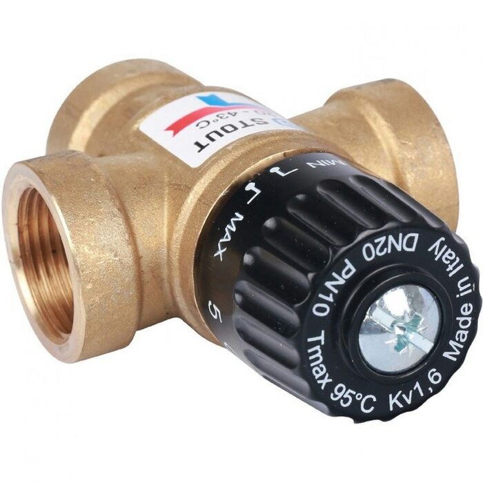 Клапан термостатический смесительный ВР 3/4", 20-43°С, KV 1.6 м3/ч Stout