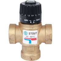 Клапан термостатический смесительный ВР 3/4", 35-60°С, KV 1.6 м3/ч Stout
