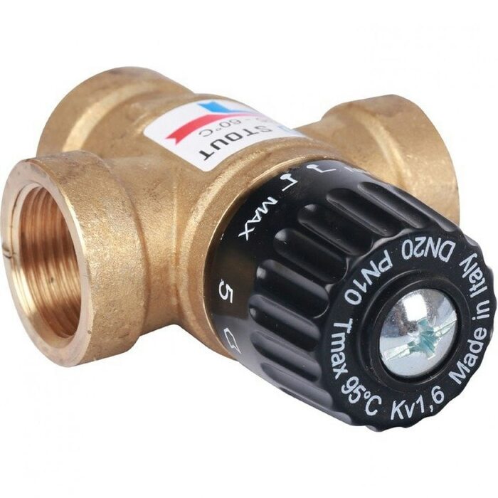 Клапан термостатический смесительный ВР 3/4", 35-60°С, KV 1.6 м3/ч Stout