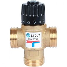 Клапан термостатический смесительный НР 1", 35-60°С, KV 1.6 м3/ч Stout