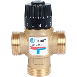 Клапан термостатический смесительный НР 1", 35-60°С, KV 1.6 м3/ч Stout