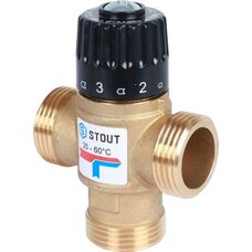 Клапан термостатический смесительный НР 1", 35-60°С, KV 1.6 м3/ч Stout