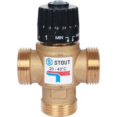 Клапан термостатический смесительный НР 1", 20-43°С, KV 2.5 м3/ч Stout