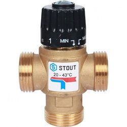 Клапан термостатический смесительный НР 1", 20-43°С, KV 2.5 м3/ч Stout