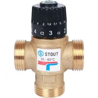 Клапан термостатический смесительный НР 1", 35-60°С, KV 2.5 м3/ч Stout