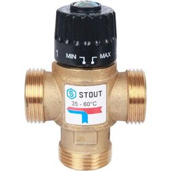 Клапан термостатический смесительный НР 1", 35-60°С, KV 2.5 м3/ч Stout