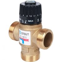 Клапан термостатический смесительный НР 1", 35-60°С, KV 2.5 м3/ч Stout