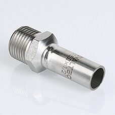 Пресс-вставка с наружной резьбой 15 мм х 1/2"  из нержавеющей стали VTi.906.I.001504 VALTEC (ВАЛТЕК)