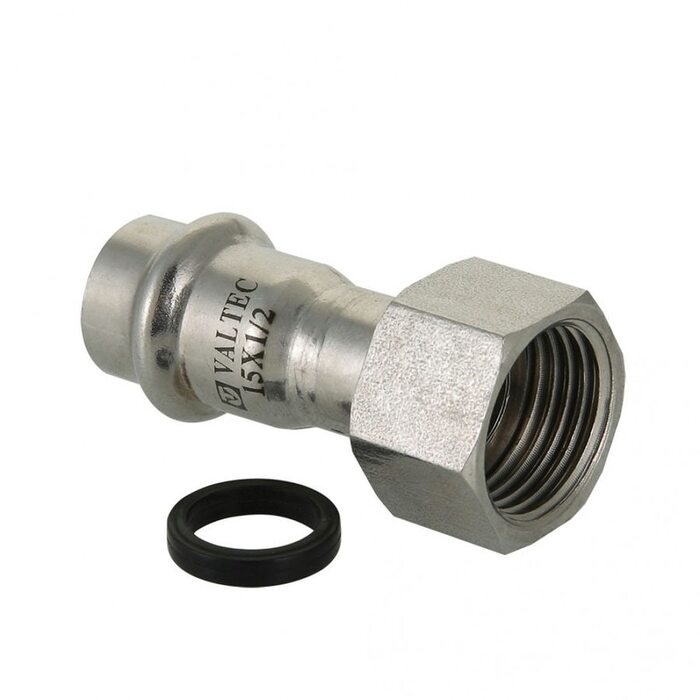 Пресс-муфта с накидной гайкой 22 мм х 1/2"  из нержавеющей стали VTi.908.I.002204 VALTEC (ВАЛТЕК)