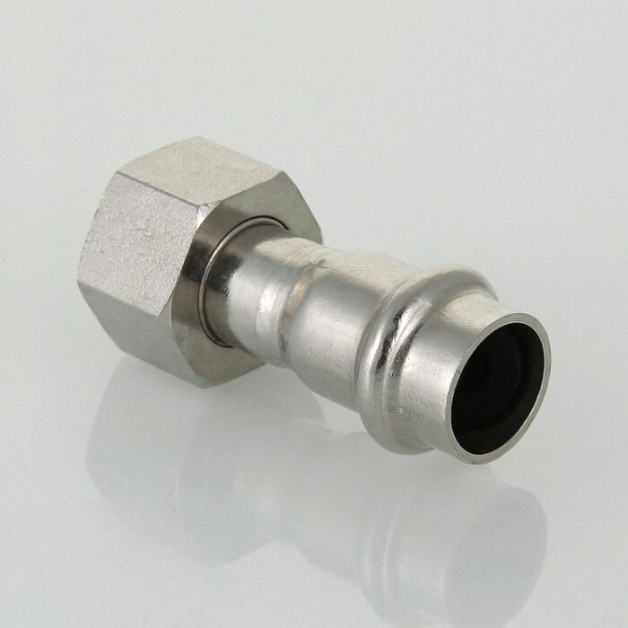 Пресс-муфта с накидной гайкой 22 мм х 1/2"  из нержавеющей стали VTi.908.I.002204 VALTEC (ВАЛТЕК)