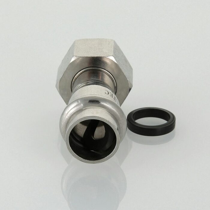 Пресс-муфта с накидной гайкой 15 мм х 1/2"  из нержавеющей стали VTi.908.I.001504 VALTEC (ВАЛТЕК)