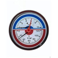 Термоманометр аксиальный 80 мм 1/2", 10 бар TIM