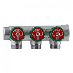 Коллектор Far (FK 3822 134) 1 ВР(г) х 3 выхода 3/4 НР(ш) ЕК х 1 НР(ш) регулируeмый (ФАР)