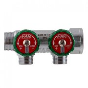 Коллектор FAR 3821 3412TP распределительный 3/4" (ВР-НР) с 2 отводами 1/2" НР, плоское уплотнение (ФАР)