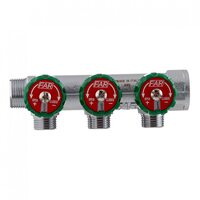 Коллектор FAR 3822 3412TP распределительный 3/4" (ВР-НР) с 3 отводами 1/2" НР, плоское уплотнение (ФАР)