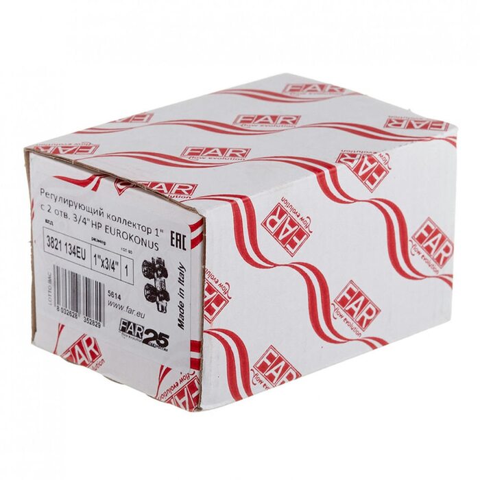 Коллектор Far (FK 3821 134) 1 ВР(г) х 2 выхода 3/4 НР(ш) ЕК х 1 НР(ш) регулируeмый (ФАР)